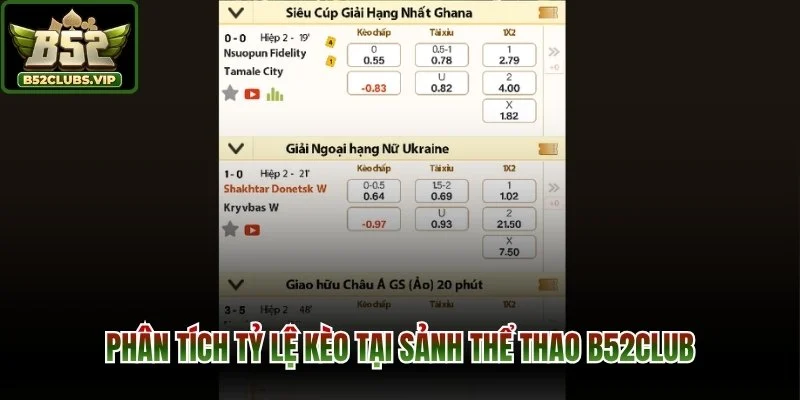 Phân tích tỷ lệ kèo tại sảnh thể thao B52Club